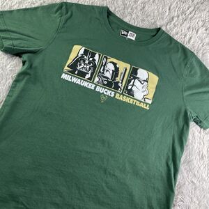 Milwaukee Bucks Star Wars Shirt Mens Large Green Vader Boba Fett Storm Trooper